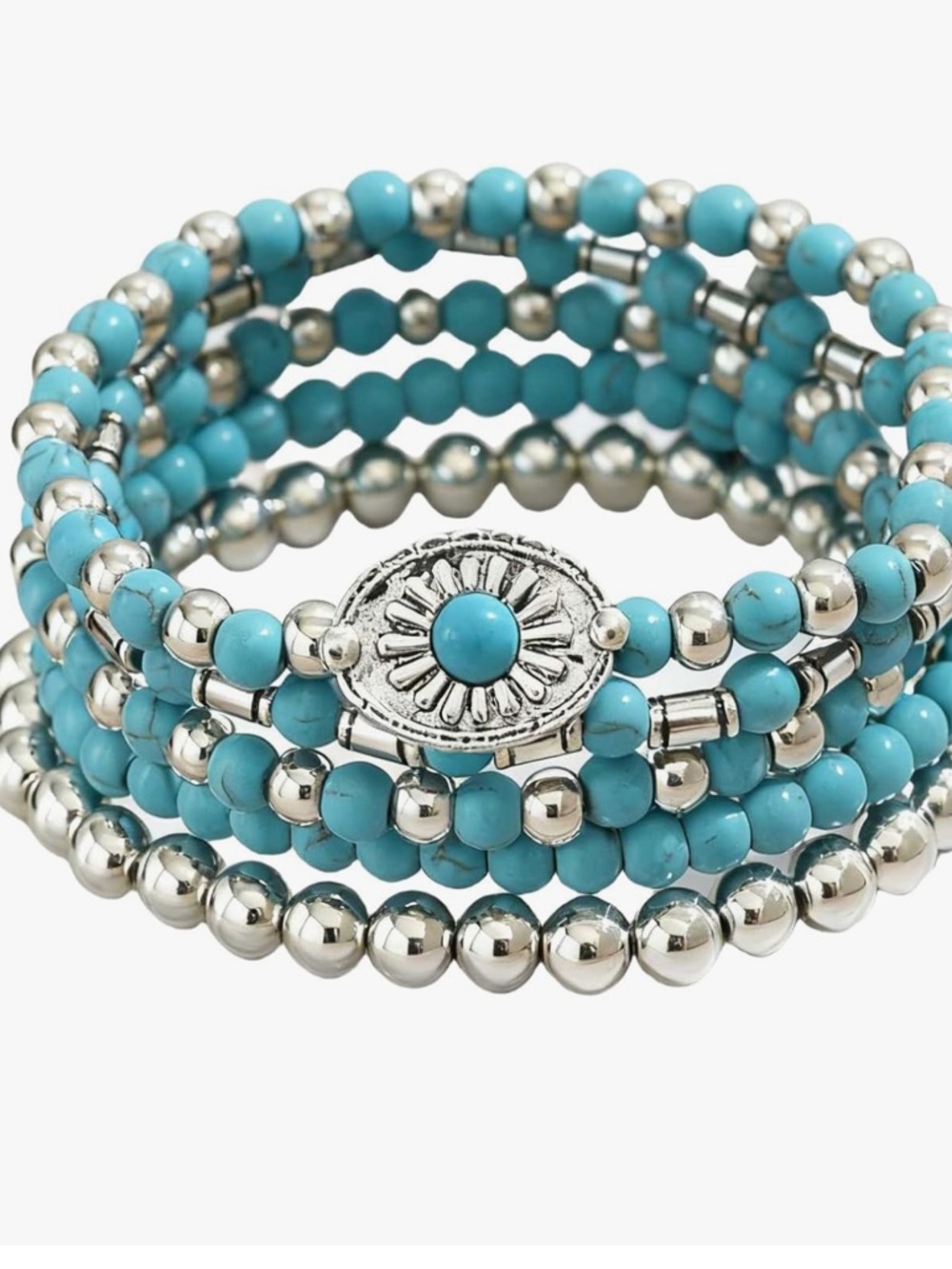 Turquoise Beaded Multi-Strand Western Bracelet
